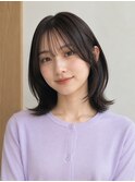 韓国ボブレイヤー顔周りカット外ハネ艶髪ダークブラウン船橋