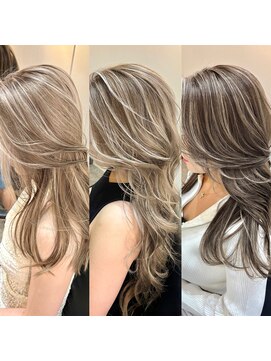 ブレンド 渋谷(BLend) ハイライトカラーくびれヘアアプリコットオレンジ