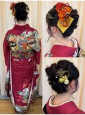 水引×金箔の華やか編みアップ