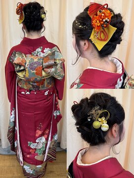 ヘアーメイク ツインズ(Hair Make TWINS) 水引×金箔の華やか編みアップ