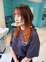 ユー イケブクロ(u Ikebukuro) インナーカラー /オレンジ/レイヤー/ウルフカット