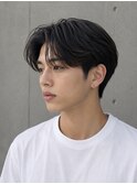 men's/ツーブロックセンターパート/黒染め/ニュアンスパーマ