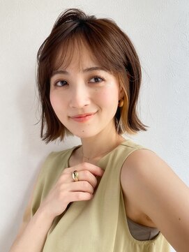 ノラ ギンザ(NORA GINZA) 外ハネボブ×イヤリングカラー×シースルーバング 20代30代40代