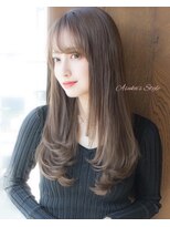 AFLOAT明日香のワンカールロング レイヤー アッシュベージュ