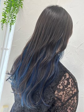 プライズ 表参道原宿店(prize) インナーカラーブルーネビージュ韓国レイヤーミディアムブリーチ