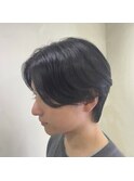 ニュアンスパーマセンターパートコンマヘアツーブロック刈り上げ