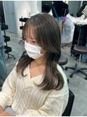 オリーブグレージュ/透明感カラー/韓国ヘア【白井愛海】