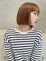 切りっぱなしボブ×ベージュブラウン