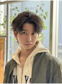 メンズヘアセンターパートフェザーショートフェザーパーマ毛流れ
