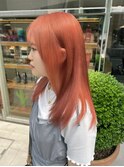 オレンジピンクダブルカラーブリーチハイトーンイメチェン