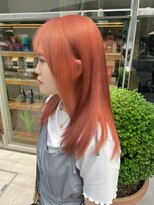 ピークアブー ワン(PEEK-A-BOO ONE)&nbsp;オレンジピンクダブルカラーブリーチハイトーンイメチェン