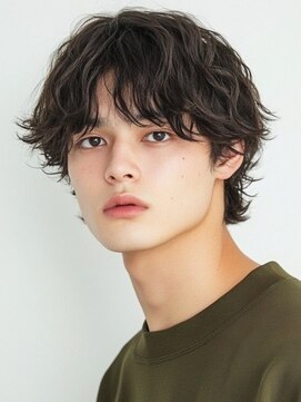 ヘアーサロン フォーメン イデア(hair salon for Men idea) ショートウルフ 波巻きパーマ 20代 30代 眉毛カット【札幌】