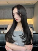 ハッシュカット韓国レイヤーザクザクレイヤーロングレイヤー