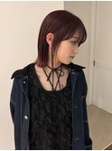 ボブスタイル/ボルドーカラー/ナチュラルカラー