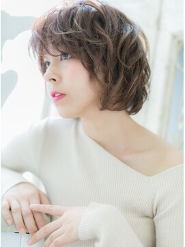 大波純一美容室パーティハン 大人ガーリーふわオリーブベージュマッシュパーマa小山20代30代