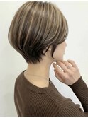 外国人風ハイライトカラー小顔ハンサムショートウルフ20代上尾P2
