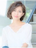 大人のヴェールウエーブボブ×小顔似合わせカット
