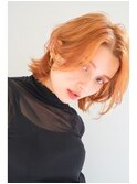 <長まなみ>ウルフボブにケアブリーチハイトーンオレンジ
