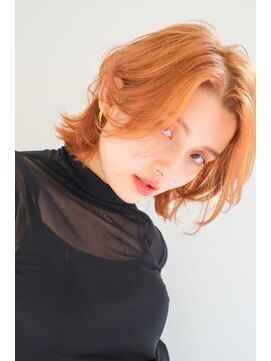 ガリカ 博多(Gallica) <長まなみ>ウルフボブにケアブリーチハイトーンオレンジ
