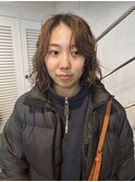 センターパートボブニュアンスパーマ
