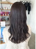 髪質改善カラーパーマロングヘア透明グレージュ