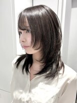 プリアバイポプルス 渋谷(pria by popls)&nbsp;ミディアムレイヤーハッシュカット顔周りレイヤーカット韓国ヘア