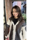 透明感オリーブベージュのセミロング