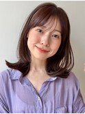 くびれミディアム/レイヤー/顔周り/ミルクブラウン/20代30代