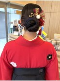 ヘアアレンジ タイトシニヨン お団子アップ 和装 成人式 卒業式