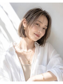 アッシュ 学芸大学店(Ash) ショートボブ/ハイライト/大人女性/アッシュベージュ/脱白髪染め