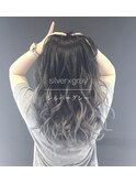 シルバーアッシュ、グラデーション、ホワイトブリーチ、エクステ