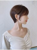 ショート×ハイライト白髪ぼかし×シルキーベージュ[心斎橋]