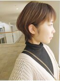 丸みショート/ベージュ/ひし形シルエット/小顔/20代/30代/40代/