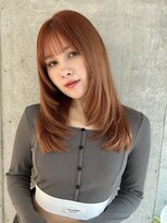 フォルテ 横浜店(FORTE)&nbsp;ブリーチなしオレンジヘアー、レイヤーカット、ハイライト