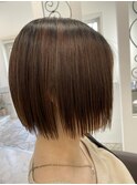 切りっぱなしボブ×縮毛矯正