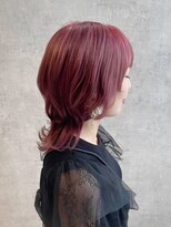 ユーカナヤマ(u Kanayama) ヘアカラー×カシスレッド×ミディアムヘア