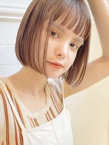 ディッセンバー 神宮前(December)&nbsp;切りっぱなしボブワイドバングフルバング ベージュカラー