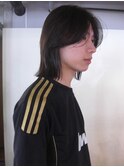 メンズボブウルフメンズミディアムレイヤーカットメンズウルフ