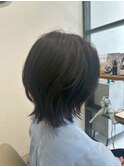 大人可愛い外ハネボブアッシュ黒髪ネオウルフ20代30代