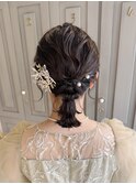 ボブアレンジ編み下ろし結婚式参列お呼ばれアレンジヘアセット