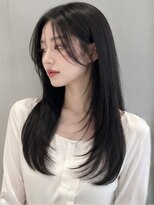 キャパ セントラル 天神 大名店(CAPA central)&nbsp;髪質改善ストレート 縮毛矯正 ブルーブラック 前髪カット 顔周り