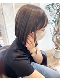 〇ぷつっとボブ 透明感たっぷりミルクティーベージュ ミニボブ