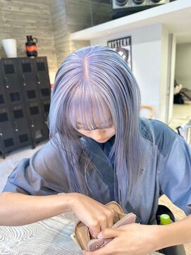 ヲタク 渋谷 代官山 恵比寿(wotaku.) ブルーシルバーハイトーンペールブルーダブルカラーケアブリーチ