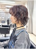 ウルフレイヤーロングショートボブレイヤーパーマ秋色