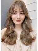 透明感シア―ブラウン大人小顔ロングレイヤーヘルシーウェーブ