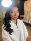 ダウン巻き髪・コンテスト用・メイク