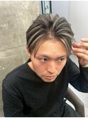 韓国マッシュセンターパートツーブロックメンズハイライトウルフ