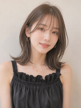 ノア 三宮店(NOA) 【NOA】小顔見え韓国風 ミディアムくびれレイヤーオリーブカラー