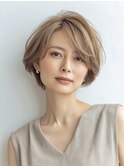 白髪ぼかし脱白髪染め似合わせショートボブ40代50代60代♪