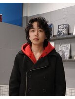 ネルケ 立川(nelke)&nbsp;グランジパーマメンズスパイラルパーマ黒髪センターパート立川